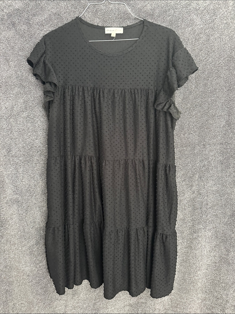 Swiss Dot Tiered Midi Dress - Black